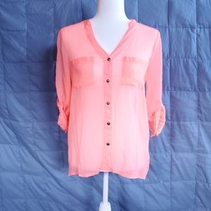 * Bright Coral Button Up Shirt
